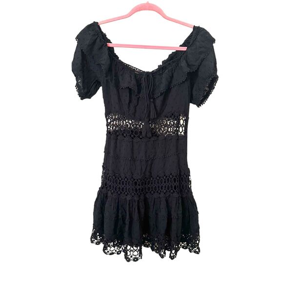 FREE PEOPLE Cruel Intentions Boho Mini Dress Black Sz‎ 4 - Picture 3 of 6